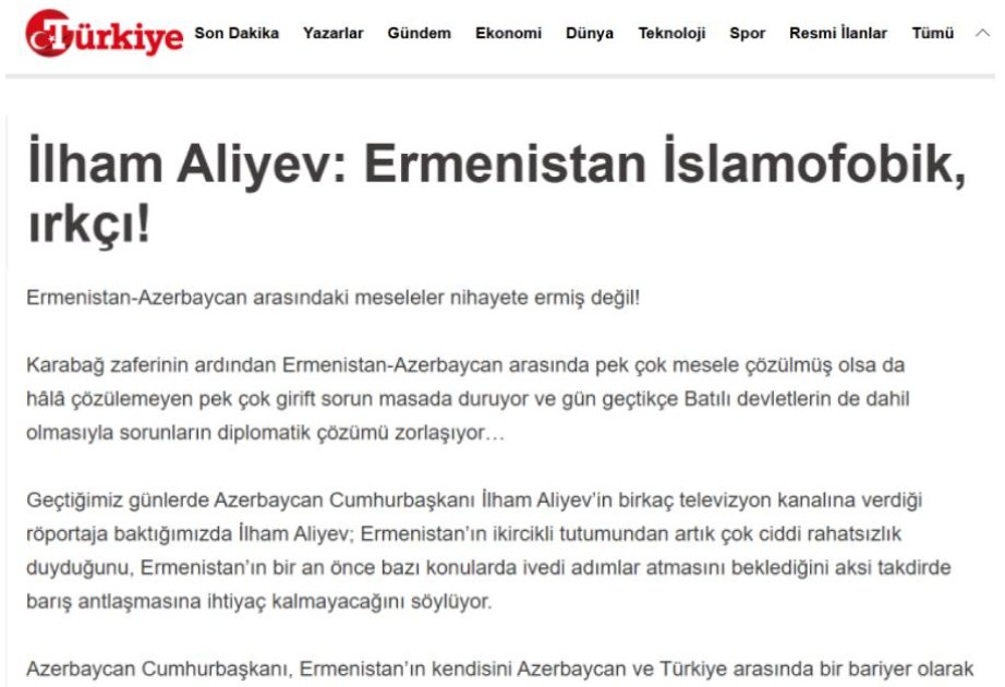 ermənistan tez və ya gec prezident ilham əliyevin bütün tələblərini yerinə yetirəcək