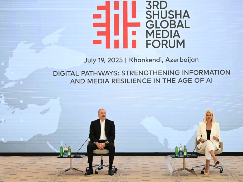 iii şuşa qlobal media forumunun iştirakçıları ilə görüş keçirilir prezident ilham əliyev görüşdə iştirak edir